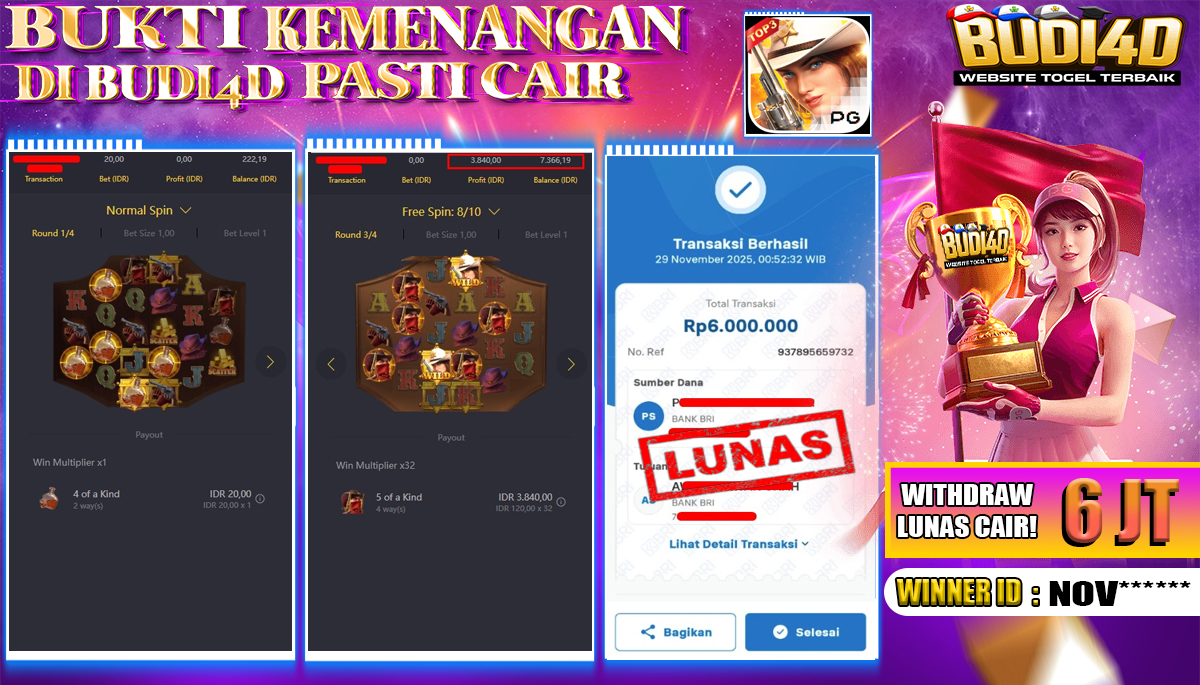BUDI4D JACKPOT USER ID : NOV*** SLOT PG SOFT ( WILD BOUNTY SHOWDOWN  ) Rp.6.000.000,- LUNAS	